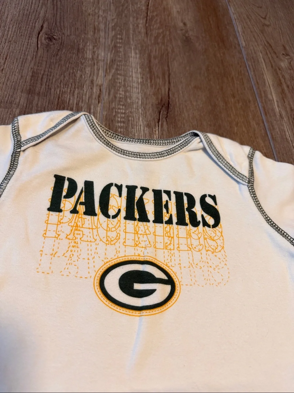 NFL Green Bay Packers White Baby One-Piece with Green & Gold Logo